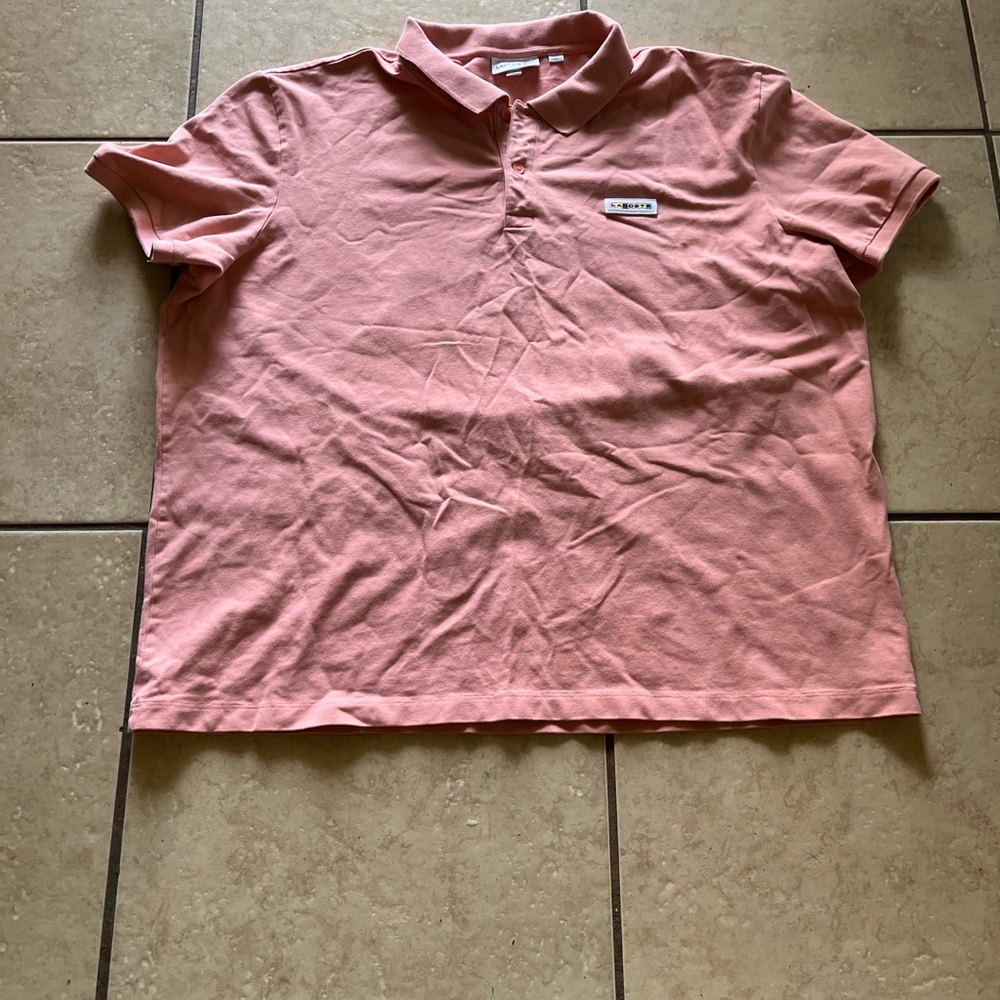 Lacoste Men's Short Sleeve  Block Logo Slim Fit Polo Shirt Pink, 4XL